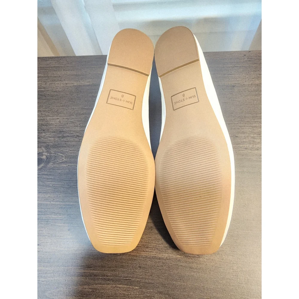 Sun and Stone Avvery Retro Ballet Flats Moccasins 8 M White